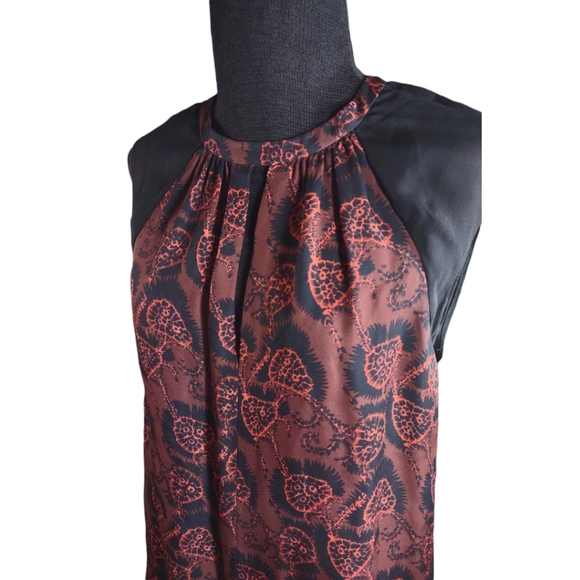 A.L.C. Silk Printed Black & Red Blouse XS - Picture 2 of 6